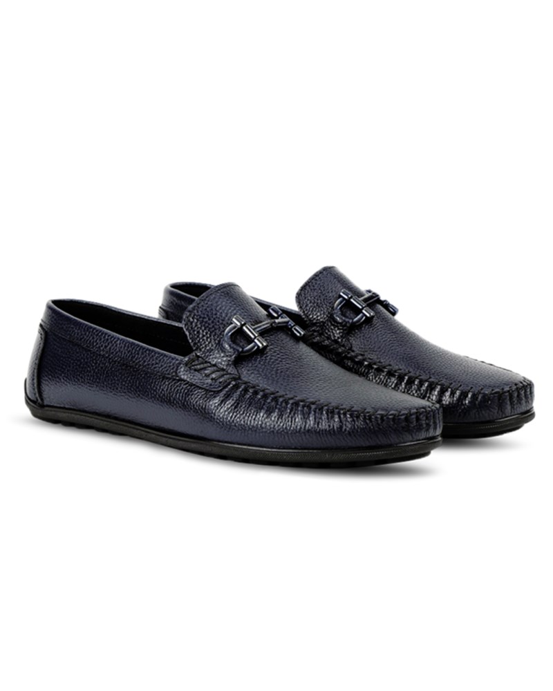 GERARDINO Men's Loafer Genuine Leather Shoes Navy Blue 3003