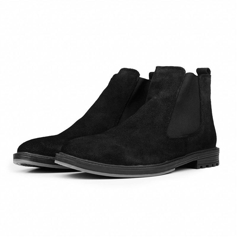 Ducavelli Men's Real Suede Chelsea Boots - Black 