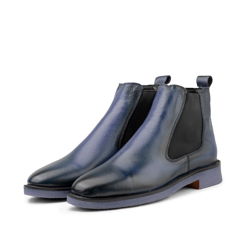 Ducavelli Men's Real Leather Chelsea Boots - Dark Blue 