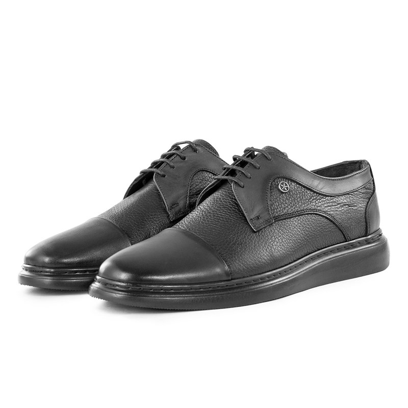 Ducavelli Men's Genuine Leather Casual Shoes - Black 