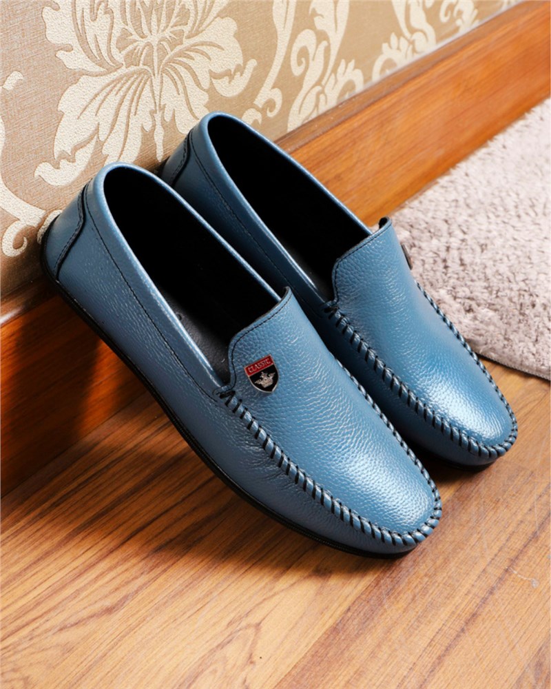 GERARDINO Men's Loafer Genuine Leather Shoes Blue 3002