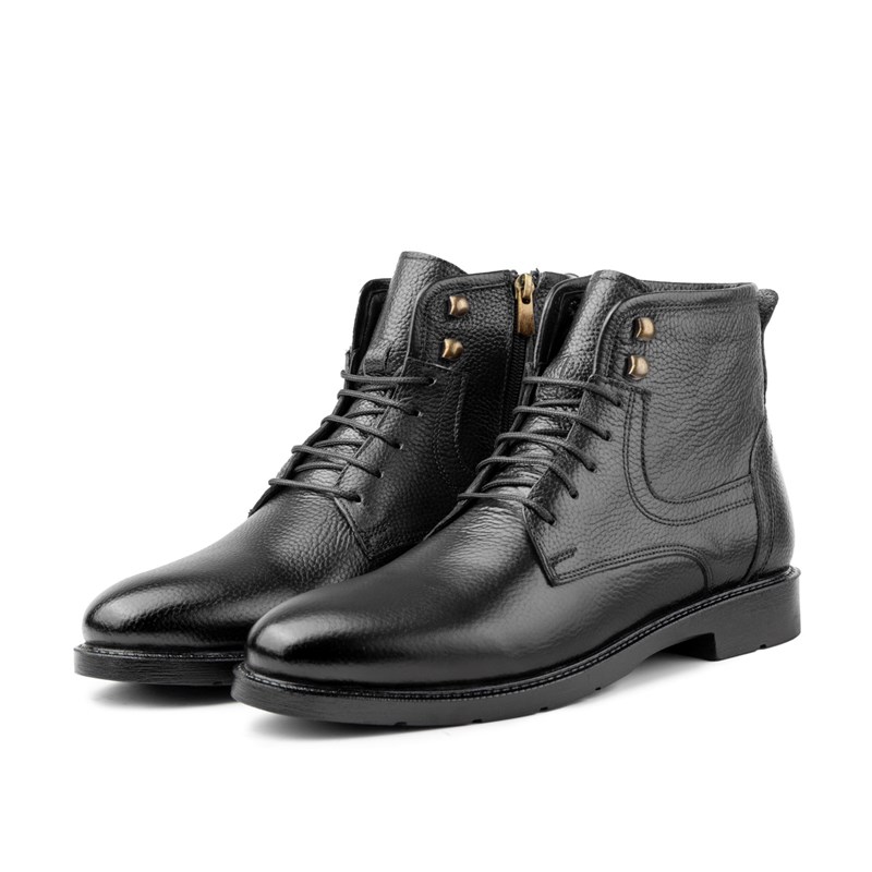 Ducavelli Men's Genuine Leather Casual Boots - Black 