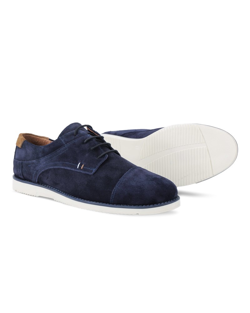 GERARDINO Men's Suede Shoes Navy Blue 3010