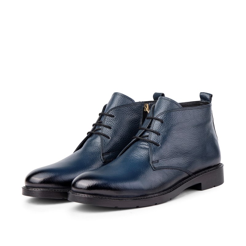 Men's Genuine Leather Boots - Dark Blue 