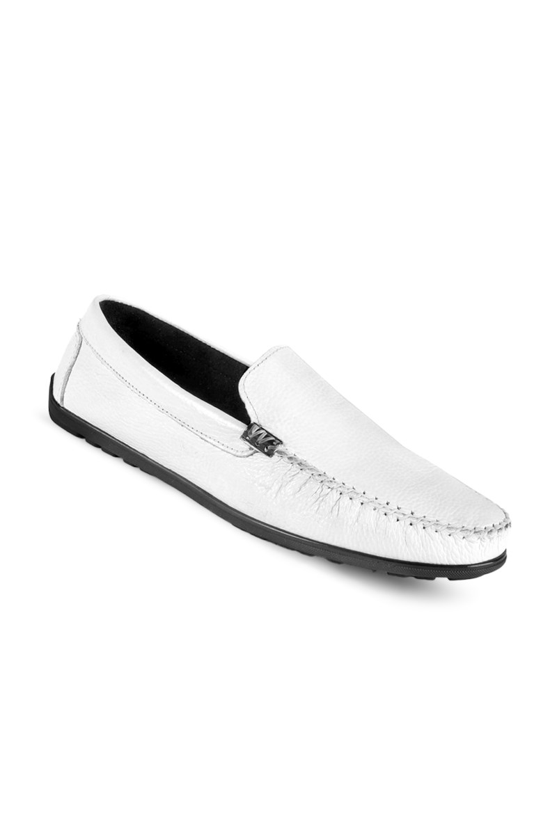 GERARDINO Men's Loafer Genuine Leather Shoes White 3001