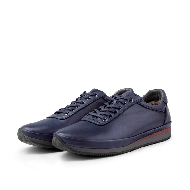 Ducavelli Men's Genuine Leather Casual Shoes - Dark Blue 