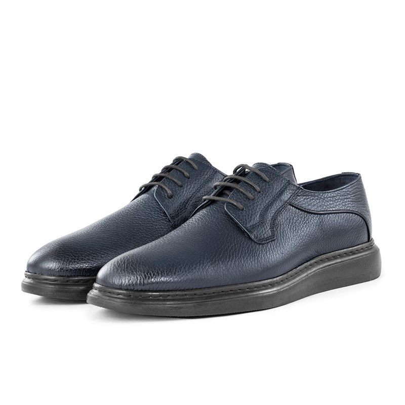 Ducavelli Men's Genuine Leather Casual Shoes - Dark Blue 