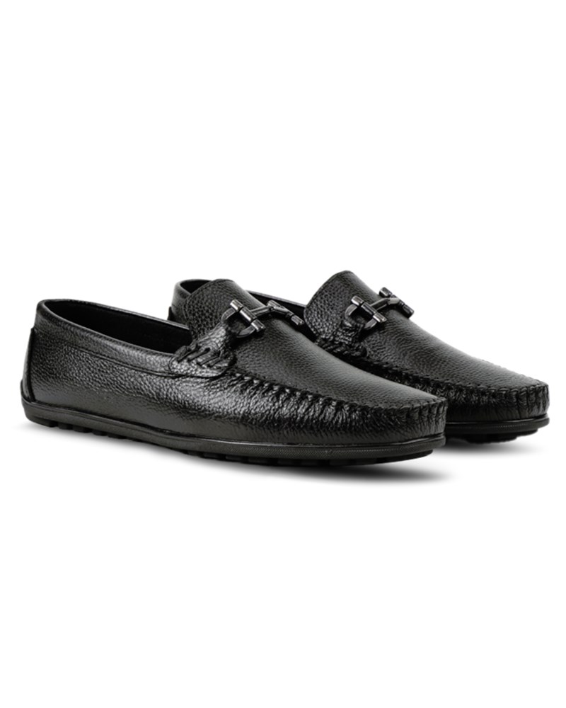 GERARDINO Men's Loafer Genuine Leather Shoes Black 3003