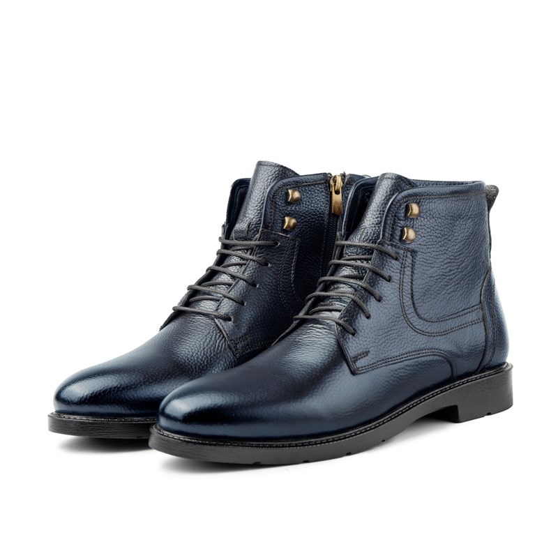 Ducavelli Men's Genuine Leather Boots - Dark Blue 