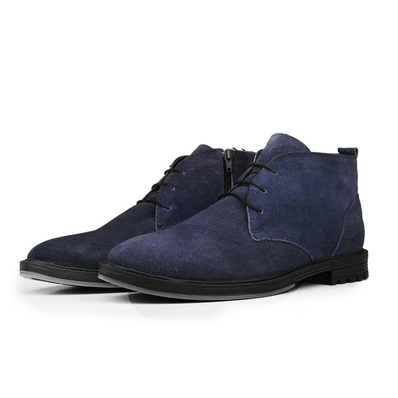 Ducavelli Men's Real Suede Chukka Boots - Dark Blue 