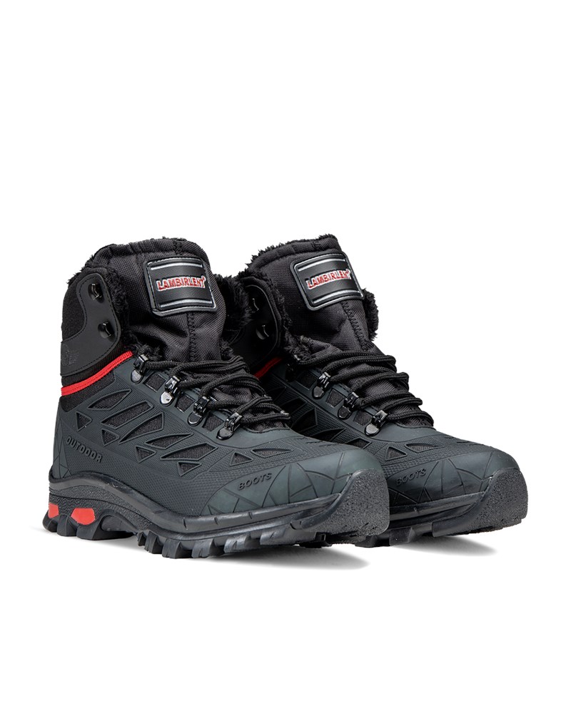 LAMBIRLENT Outdoor Boots Black Red 3060