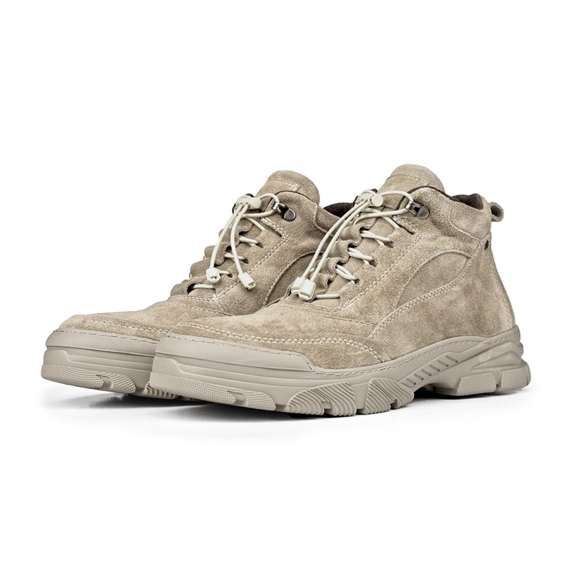 Ducavelli Men's Real Suede Boots - Light Beige 