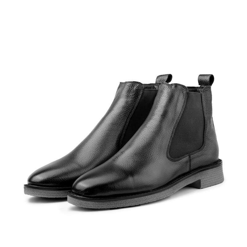 Ducavelli Men's Real Leather Chelsea Boots - Black 