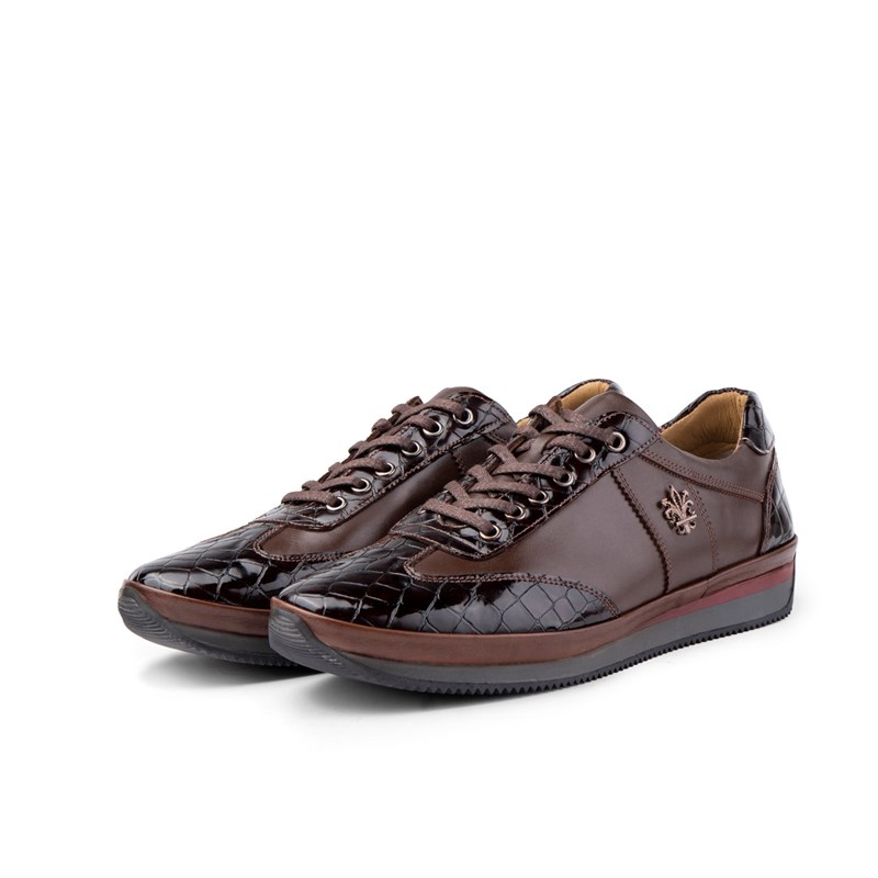 Men's Genuine Leather Casual Shoes - Brown 