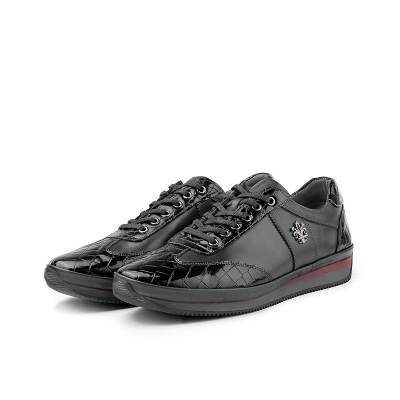 Men's Genuine Leather Casual Shoes - Black 