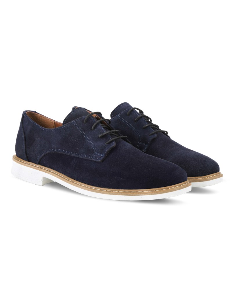  GERARDINO Men's Classic Suede Shoes Navy Blue 3011